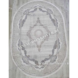 Ковер Турция Для Гостиной Дизайн 91 Серый с Бежевым Овал