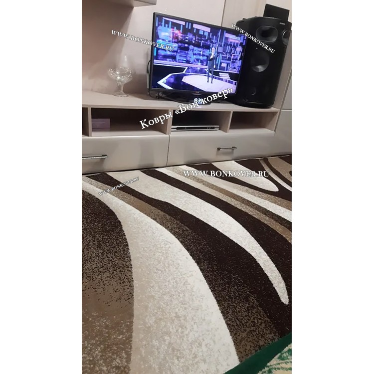 Ковер Карпет New 4 Дизайн 63 Коричневый с Бежевым