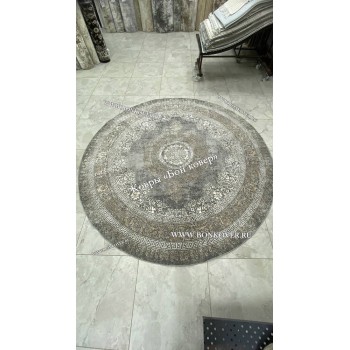 Классический ковер дизайн 85 Серый с коричневым круг